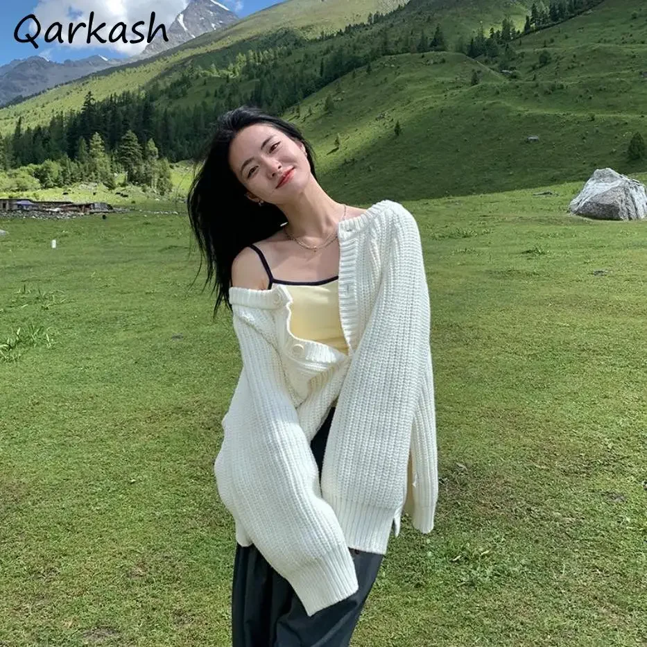 

Cardigan Women Single Breasted Pure Color Design Double Side Leisure Ulzzang Ladies Spring Loose Tender Sweaters Chic Feminino