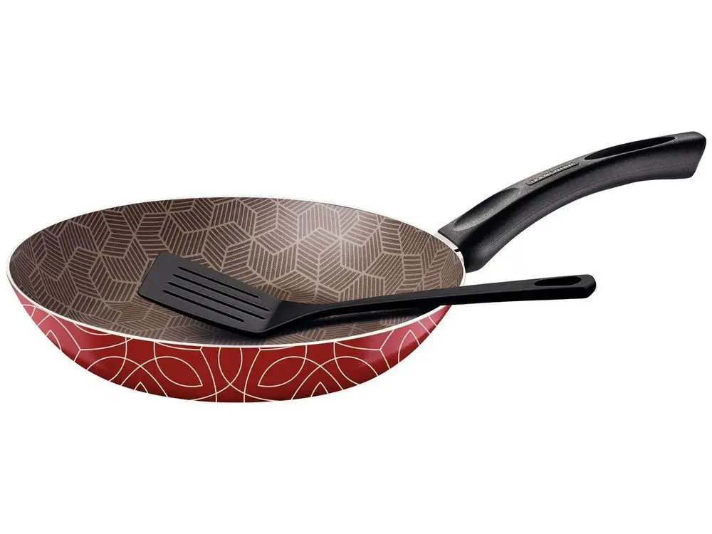 Tramontina Aluminum Frying Pan Paris Red 28cm with Spatula