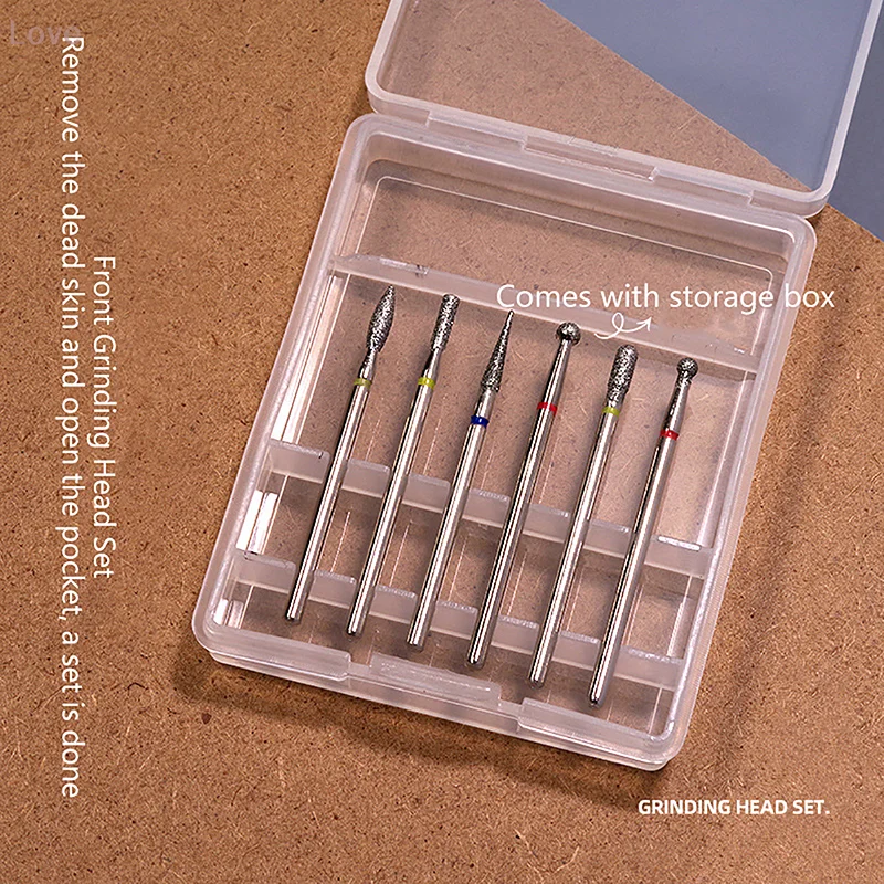 หัวเจียรเล็บ 6 ชิ้น/ชุด อุปกรณ์ขัดเล็บไฟฟ้า เครื่องมือทำเล็บ ตะไบเล็บ หัวเจียรสำหรับเครื่องเจียรเล็บ