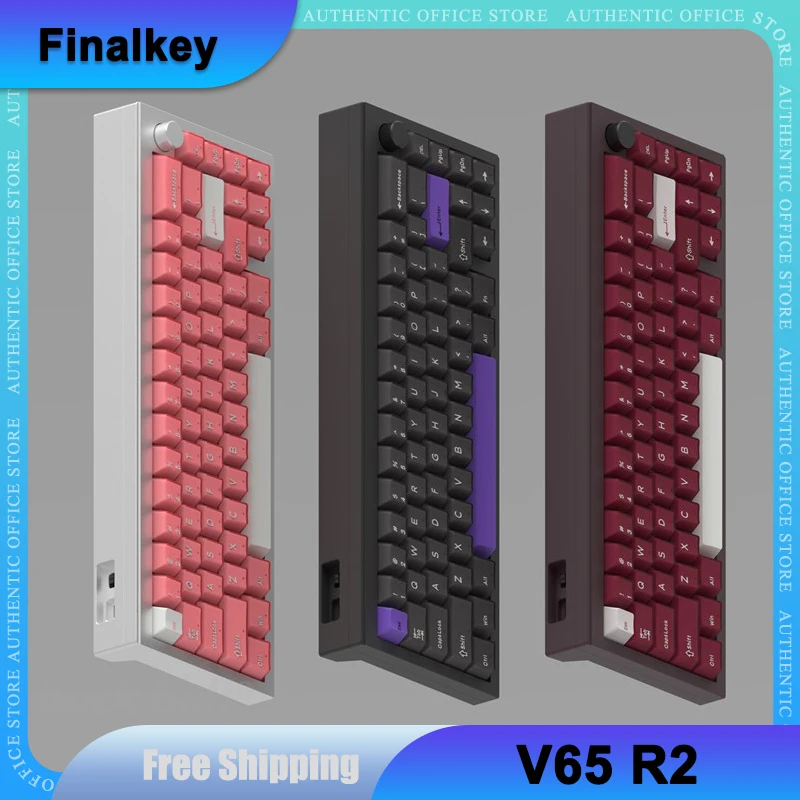 

Finalkey V65 R2 Bluetooth Wireless Keyboard Kit Aluminum Alloy 66 Key 2 Mode Wired Gasket RGB Backlit Keyboard Hotswap For PC