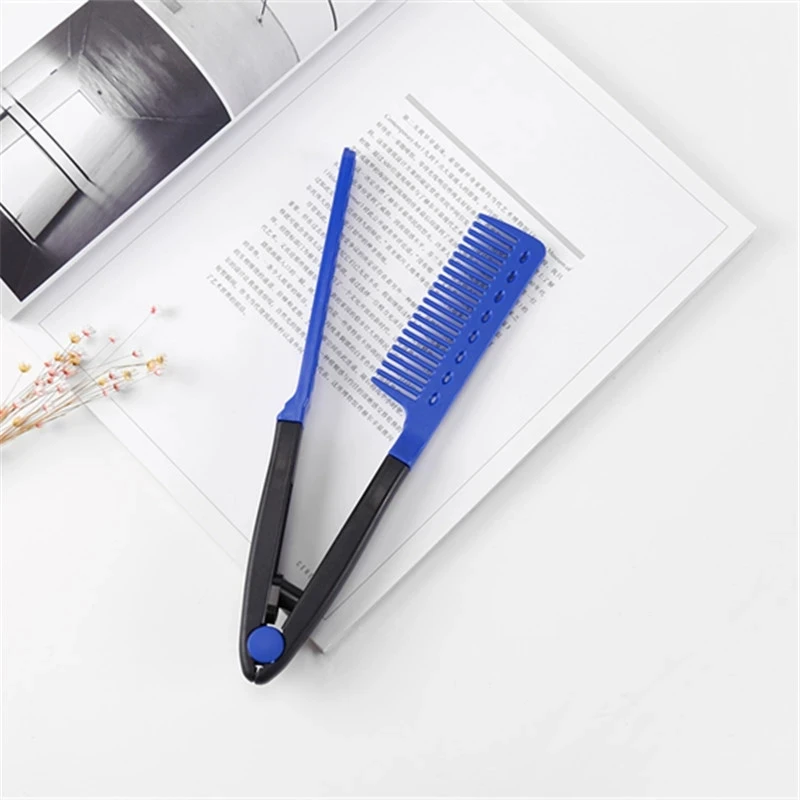 فرشاة شعر مستقيمة، مكواة فرد الشعر على شكل حرف V، لفرد الشعر، مناسبة لصالونات الشعر، خاصة للشعر المستعار الحقيقي