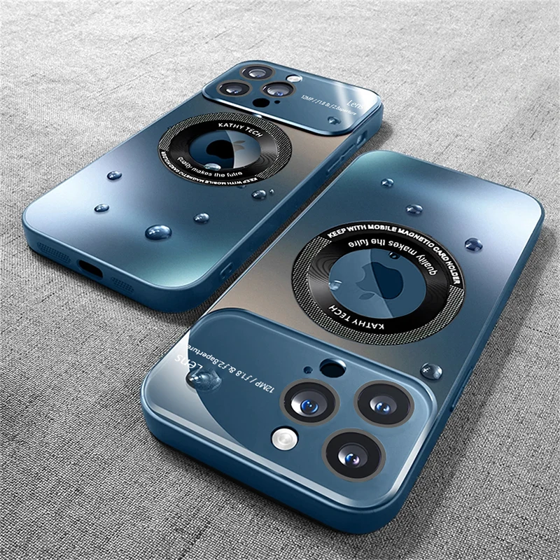 고급 무광 Magsafe 마그네틱 무선 충전 케이스 iPhone 15 14 13 12 11 Pro Max Plus 카메라 렌즈 보호기 케이스에 적용