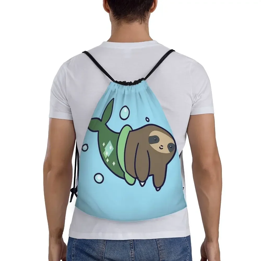 Bolsa con cordón, almacenamiento, bolsos portátiles, perezoso de sirena, compras de comestibles, bolsos de hombro, bolsa de viaje plegable