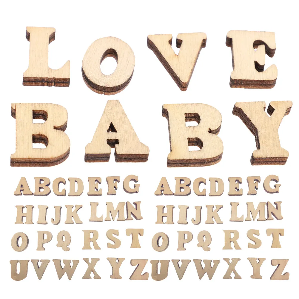 

300 шт. необработанных деревянных букв алфавита, заготовки для рукоделия, винтажные деревянные элементы в деревенском стиле для скрапбукинга, декора стен, творчества