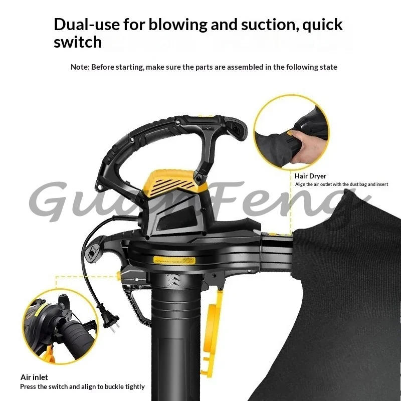 3800W high-power plug-in vacuum three-in-one electric blower with 6-speed crushing function
