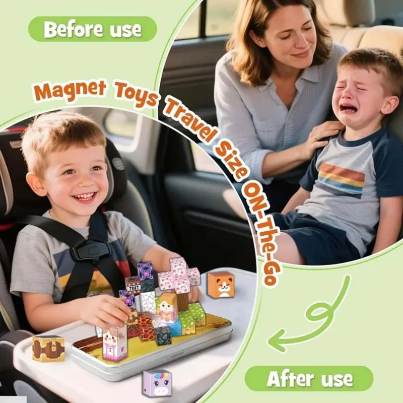 Magnetwürfel für Kinder, STEM-Lernset mit Aufbewahrungsbox aus Eisen, tragbares Konstruktionsspielzeug für Jungen und Mädchen, Weihnachtsgeschenk