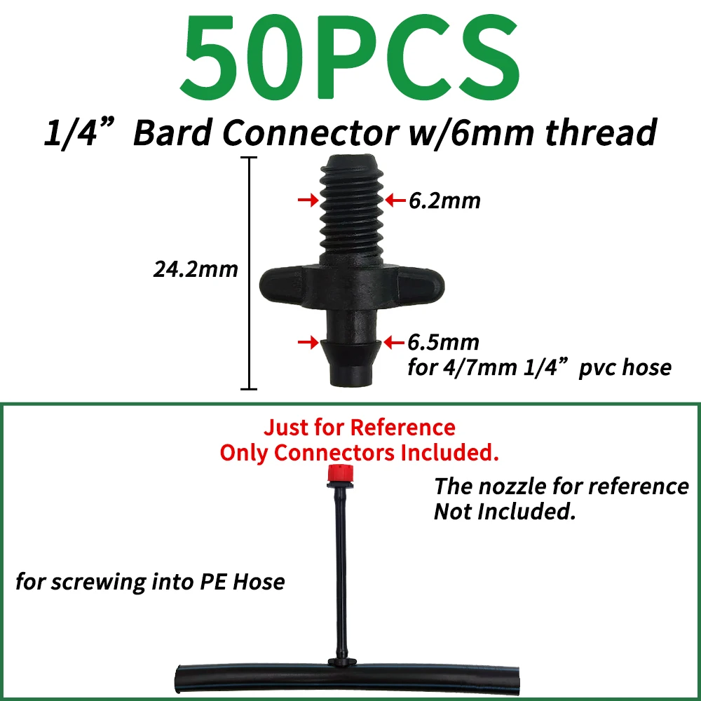 50 stks Prikkeldraad Connectors Irrigatie Fittings Druppelirrigatie Prikkeldraad Connectors 4/7mm Tubing Fittings voor Bloempot Tuin Gazon 5