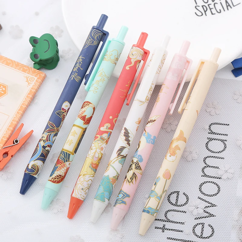 50PCS  Koi press pen, retro national style creative stationery, student press Rollerball pen office supplies