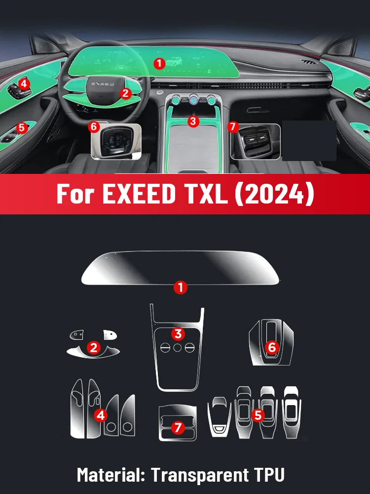 Anti-scratch Car Interior Center Console Media Dashboard Navigation TPU Protector Film For EXEED TXL 2024 Accessories
