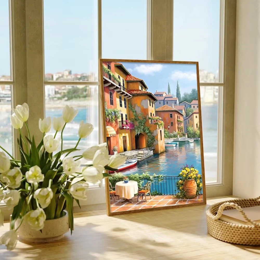 Huacan Diamond Painting Landscape City Kit Full Embroidery Scenery Street Diy Gift Home Decor Picture Of Rhinestones
