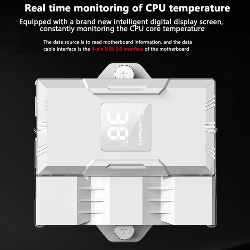 Imagem -02 - Power Train X-gamerx Z1300 Argb Tubos de Calor Cpu Cooler com Display Digital de Temperatura Air-cooler para Lga1700 115x Am4 Am5