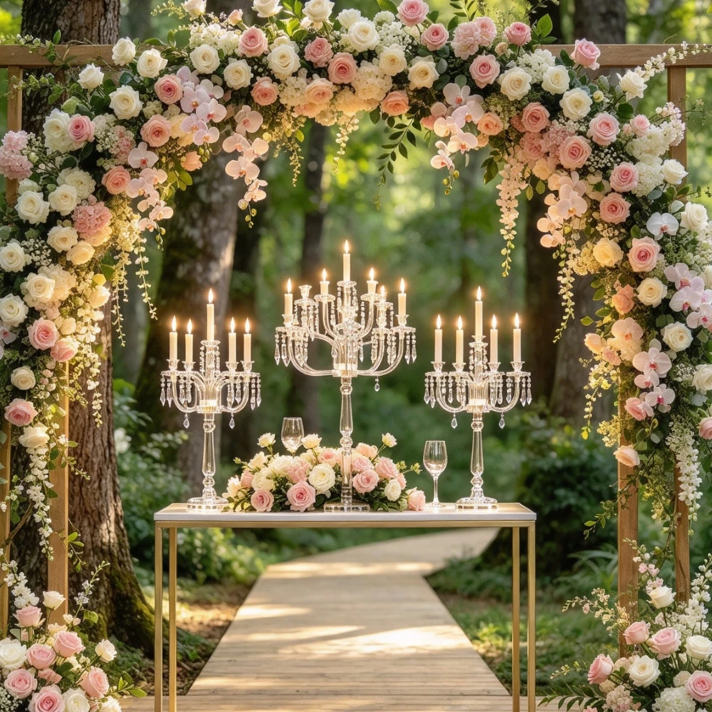 5/6/10pcs 100/110/120cm acrylic pedestal  Wedding Flower Stand Plinths Backdrops Centerpiece for Wedding table candleholder