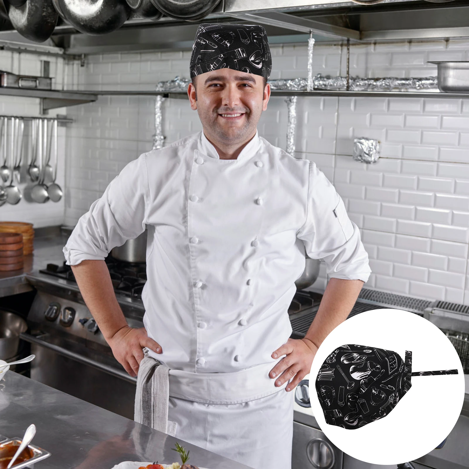 

3pcs Hats Adult Size Adjustable Ribbon Turbano Ribbons for Chefs Cooks Bakers Kitchen Cooking Hat