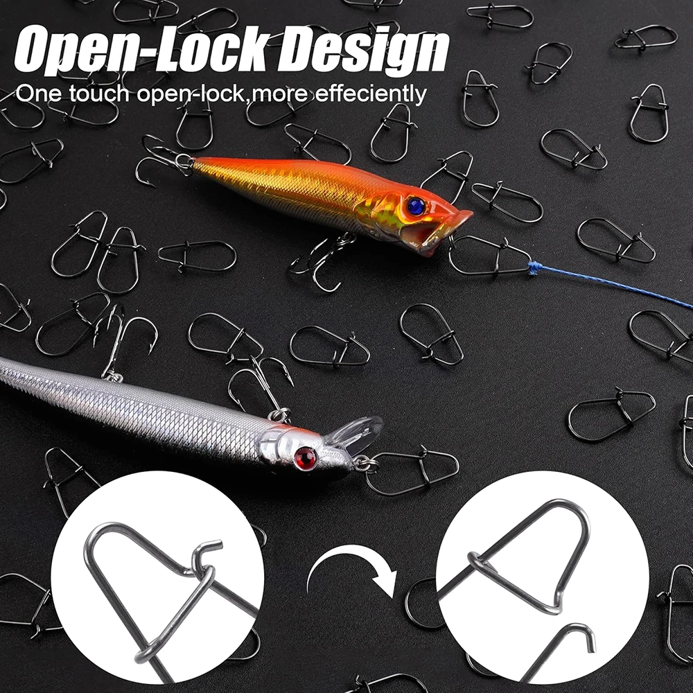 100 Uds Crankbait broches rodantes broches de pesca Duo Lock señuelo broches cambio rápido pesca Clips rápidos conector lubina de agua dulce - imagen 5