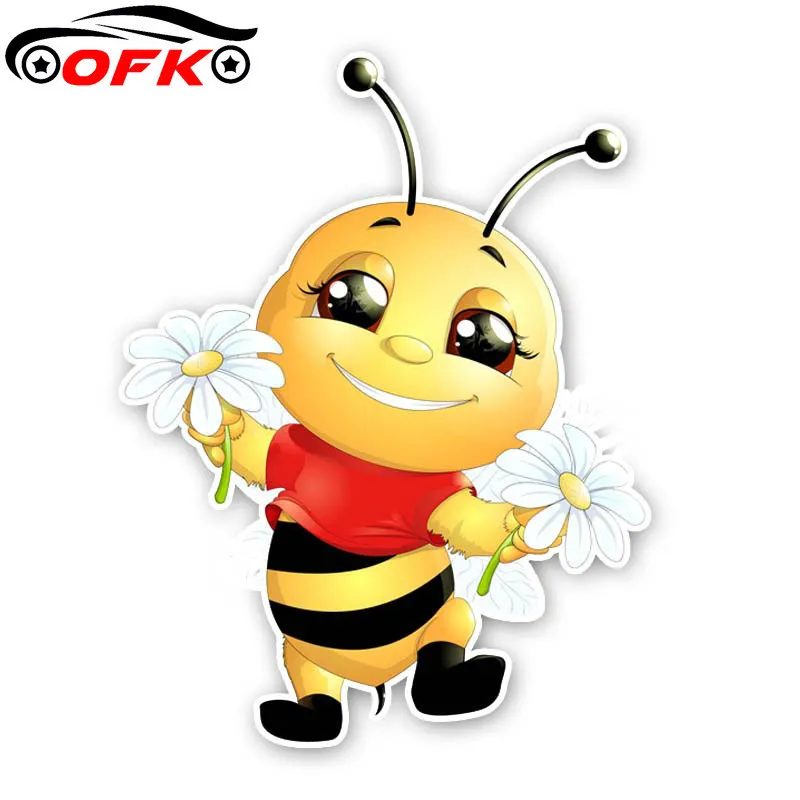 Car Stickers Decor Motorcycle Decals A Happy Little Bee  Decorative Accessories Creative Sunscreen Waterproof PVC,18cm*14cm