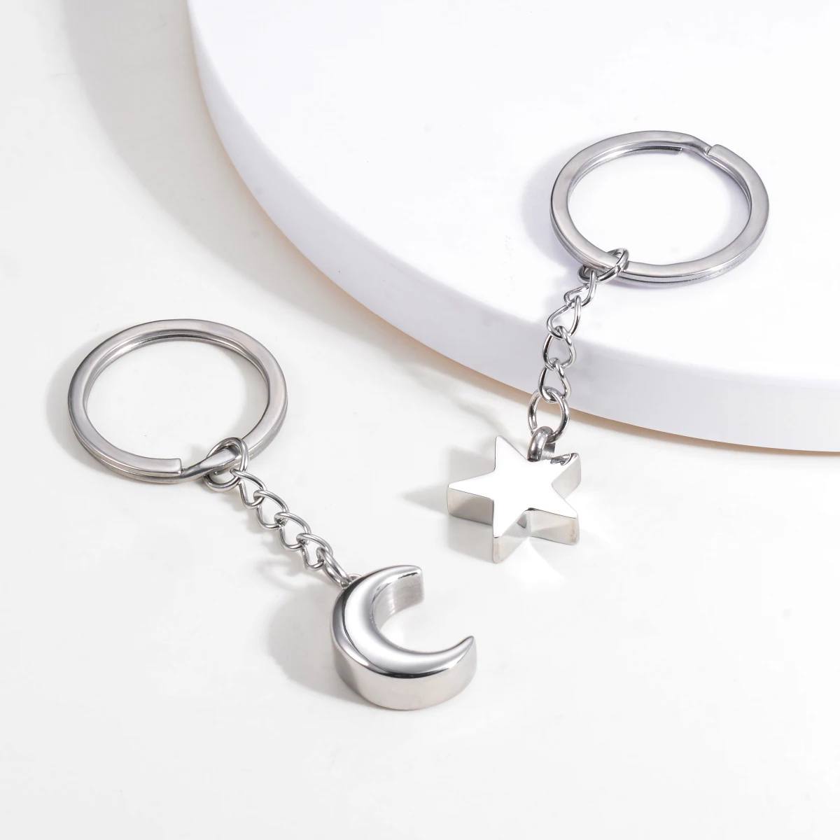 قلادة من الفولاذ المقاوم للصدأ لحرق نجم القمر ، مجوهرات لرماد الحيوانات الأليفة البشري ، سلسلة مفاتيح جرة ، هدية محبي النصب التذكارية ، لا تتلاشى ، الكلاسيكية