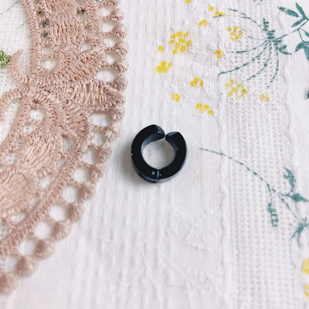 

Cute Hexagram Jewelry Ear Clip Personalized Silver Stud Earrings Chain Mini Black Earring Gifts