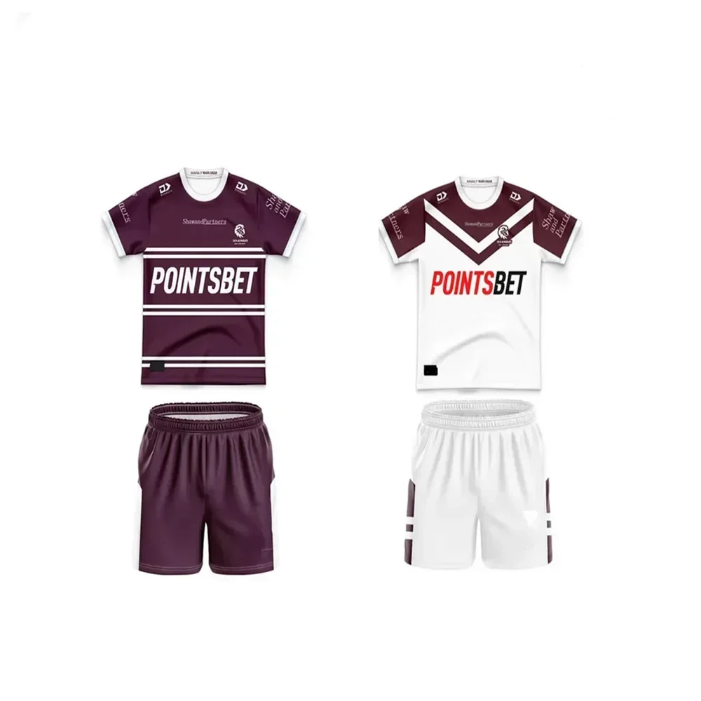 

2024 Manly Sea Eagles Kids Kit Home / Away Rugby Jersey Size:16-26 （Print Custom Name Number）