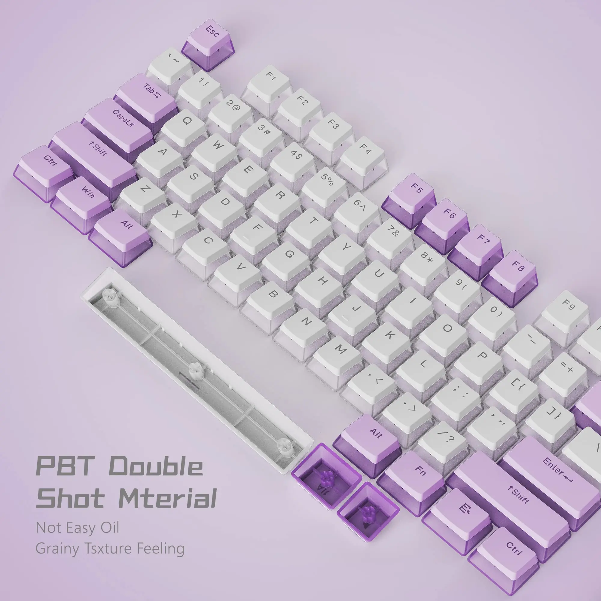 165 Key Pudding PBT Keycaps Full Set Purple OEM Profile Double Shot Japaness Keycap for 100% Anne Pro 2 Mechanical Keyboard