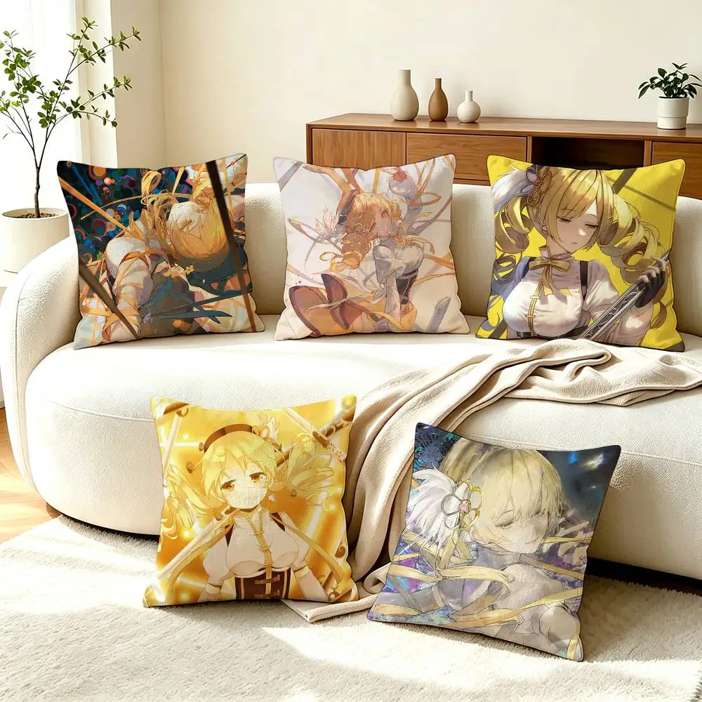 M-Mami Tomoe Puella Magi Madoka Magica  Square Double-Sided printed Pillow Case Bedroom Bedside Pillow Sofa Cushion Cover