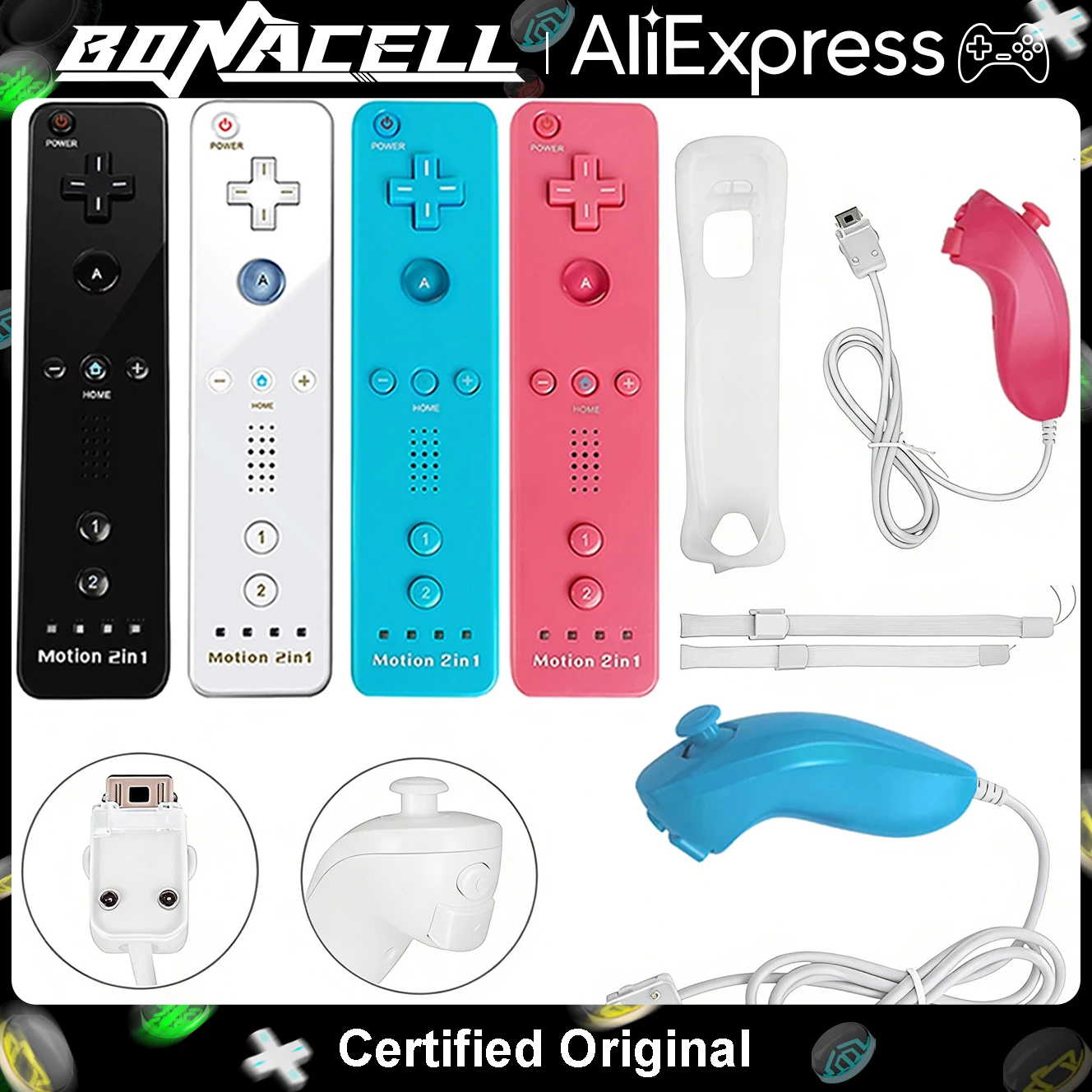 Controller Für Schalter Wii/Wii U 2in1 Links Rechts Controller Wireless Gamepad Optional W/Motion Plus Set Fernbedienung Joystick