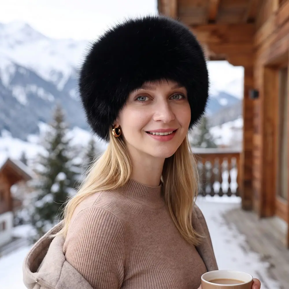 Elegant Imitation Fur Imitation Mink Fur Hat Ear Flaps Solid Color Hat Open Top Rabbit Fur Artificial Fur Hat Streetwear