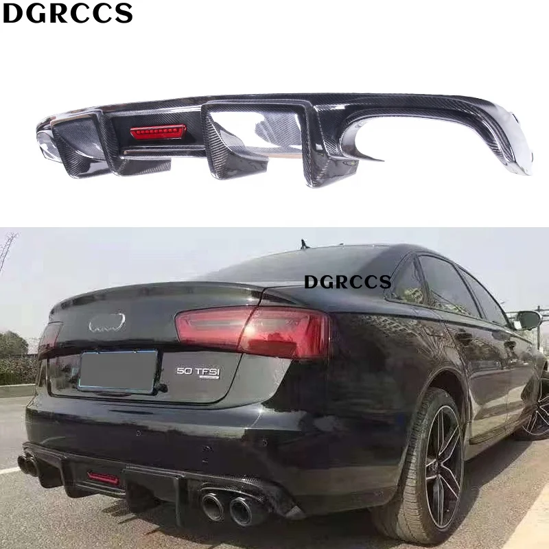 

Диффузор и накладка на задний бампер из карбона для Audi A6 C7 C7.5 C8 Sedan, 2009-2019, полированная отделка, простая установка.