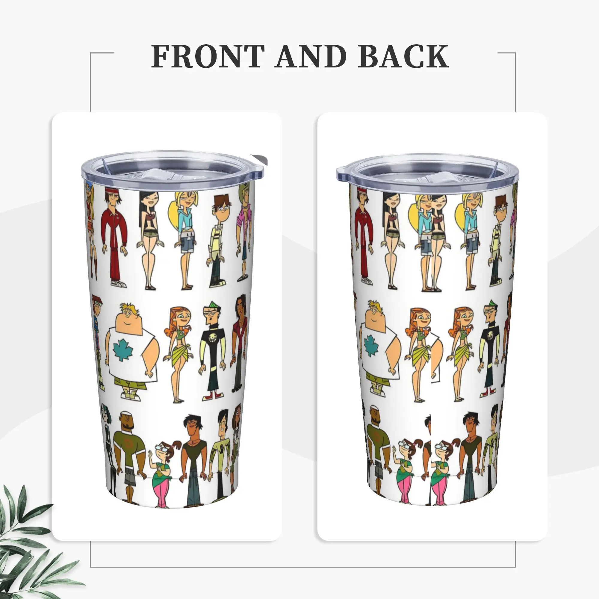 Totals Dramas Cartoon Insulated Tumbler with Straws Lid  Vacuum Thermal Mug Outdoor Travel Hot Cold Drinks Cup, 20oz