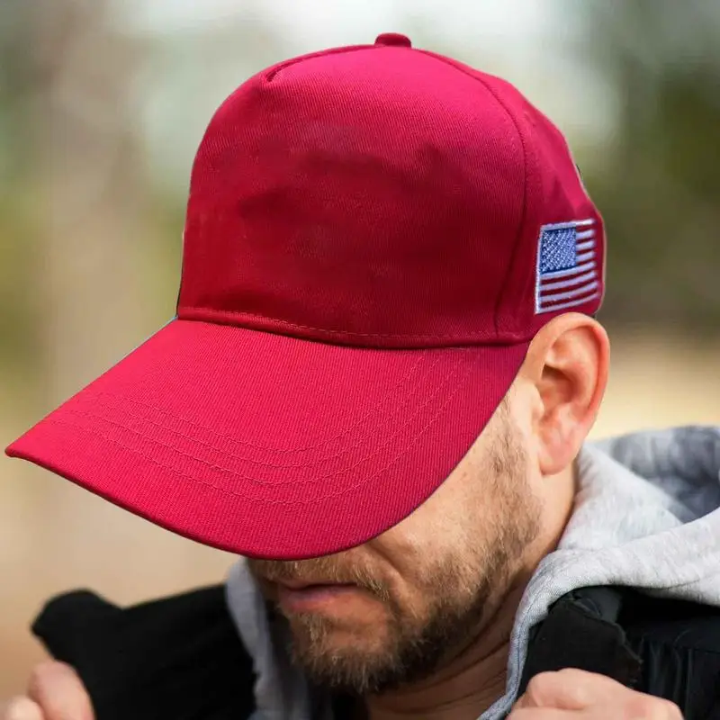 

Red Baseball Hat Embroidery Pattern Curved Brim Running Hats President Election Travel Hat Trendy Soft Cotton Hat For Fishing