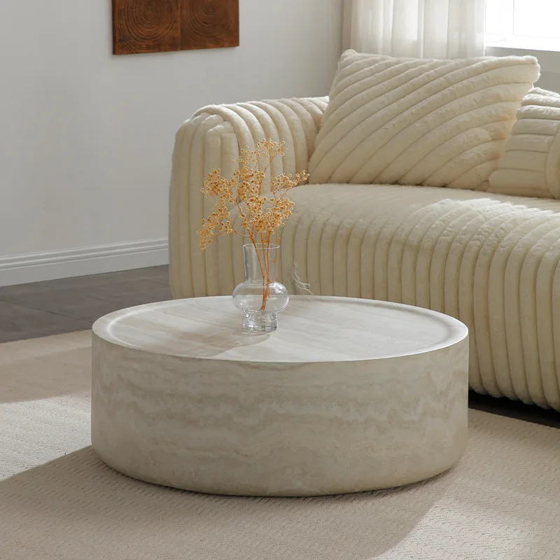 

Wabi Sand wind travertine coffee table living room home Internet celebrity high art B & B designer round marble combination