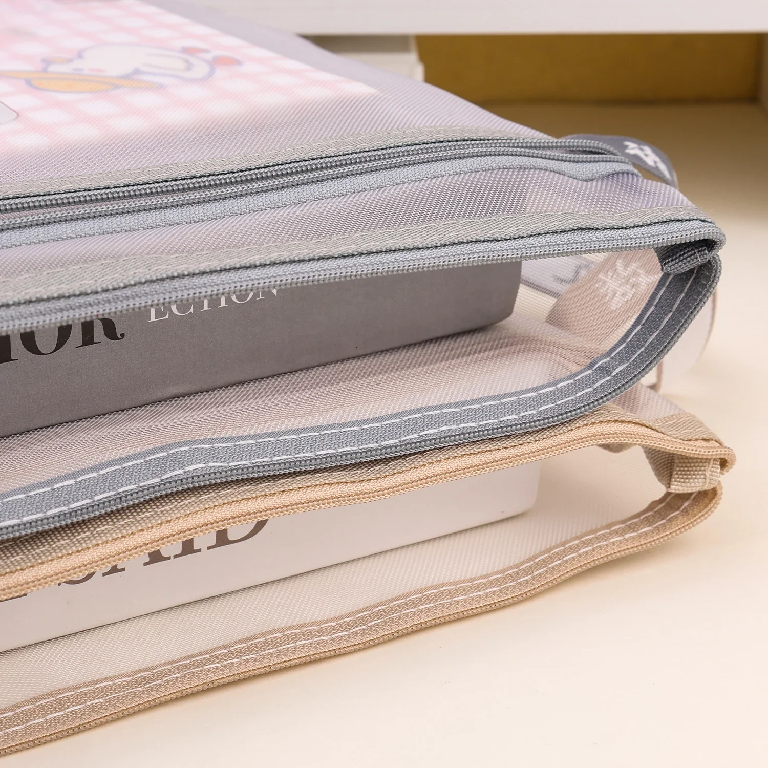 2/1Pcs A4 Stationery Storage Bags Double-layer Mesh Zipper Bag Large Capacity Organizer Bag Makeup Bag Transparent File Folders