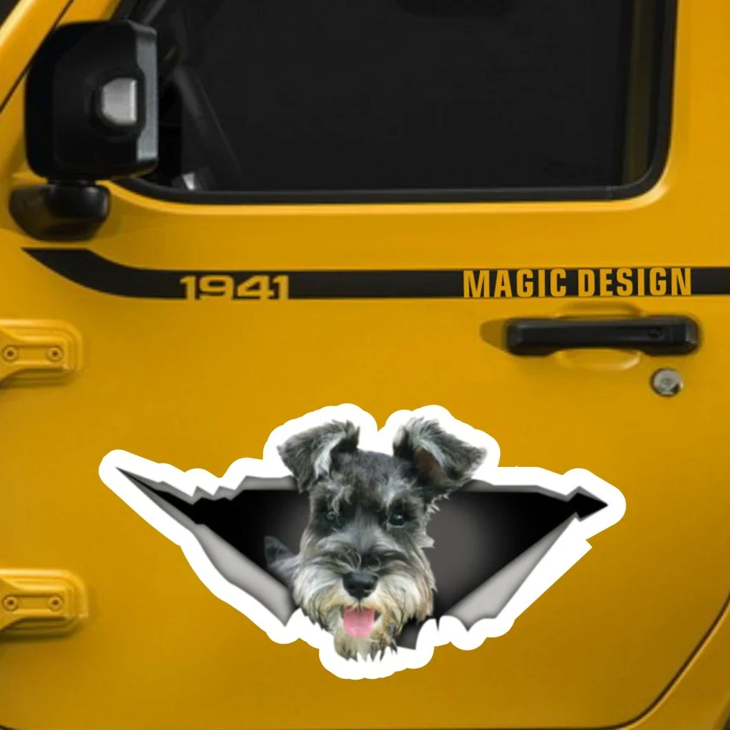 New Design Schnauzer Car Sticker Pet Graphic Vinyl Decal Car Window Laptop Bumper Animal Car Sticker, 10cm