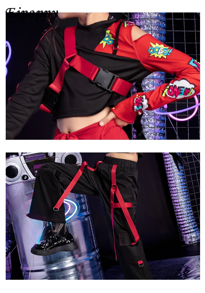 بدلة زي الهيب هوب للأطفال ، رائعة ، وسيمة ، ملابس رقص الشوارع ، الفتيات ، عصرية