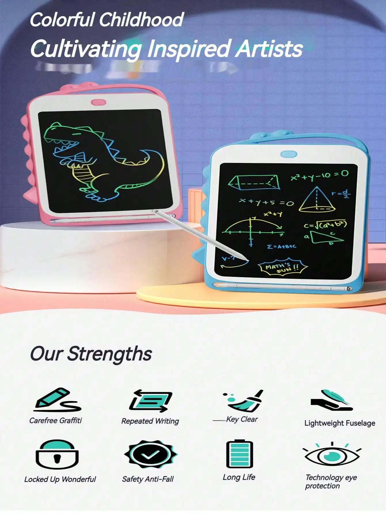 Tablero de Graffiti Lcd de 8 pulgadas para niños, juguetes educativos de dibujo colorido, juguetes de dibujo interactivos para padres e hijos, regalos de vacaciones