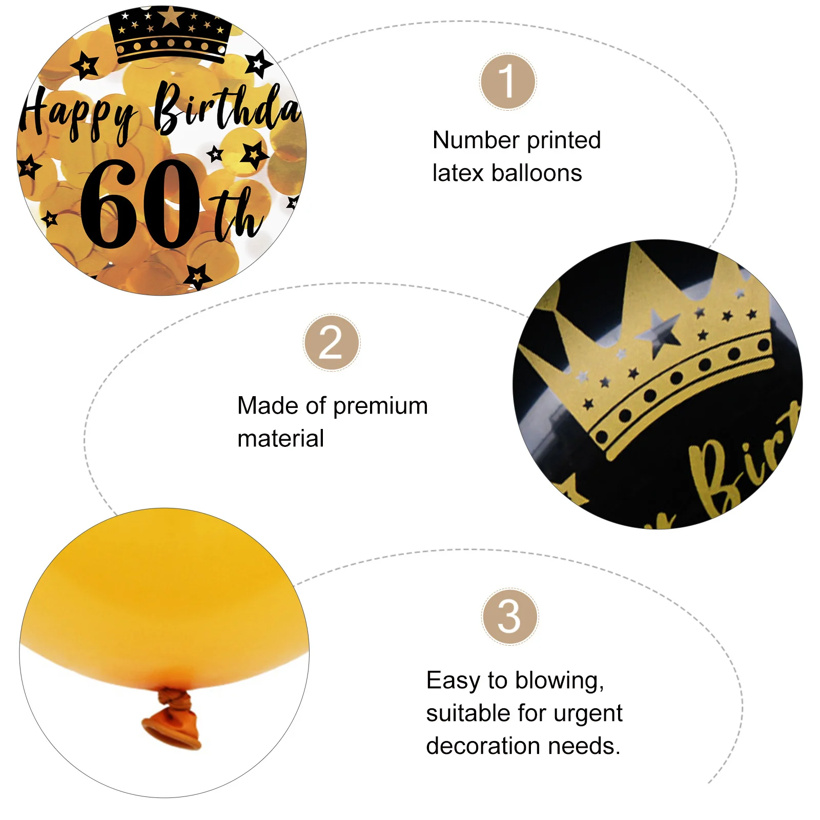 

15Pcs Number Print Latex Balloons Confetti Birthday Party Balloons Decorations Reusable Set Birthday Balloon Number Balloon