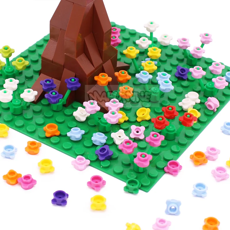 Marumine 300PCS Flower MOC Bricks 33291 City Street View Parts MOC DIY Building Block Classic DIY Construction Accessories Plant