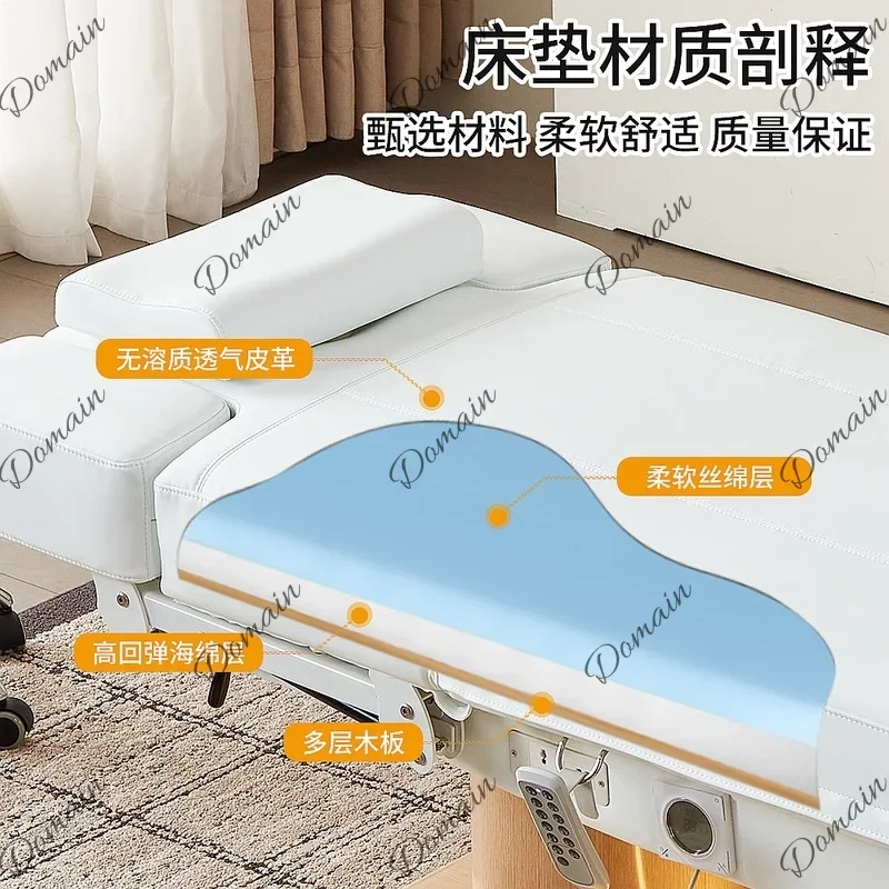 SS Electric Massage Bed with Heating Pad for Beauty Salon Spa Facial Tattoo Bed Hydraulic Y