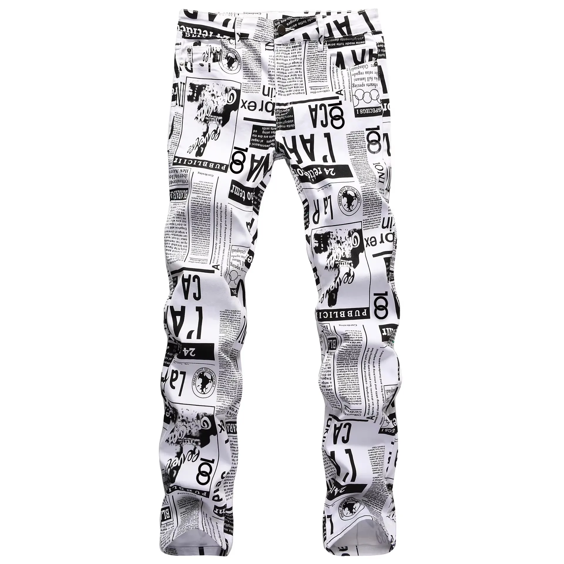 chareiharper 100 5011 plus size Jeans personality print jeans men's painted casual fashion slim-fit stylish pants