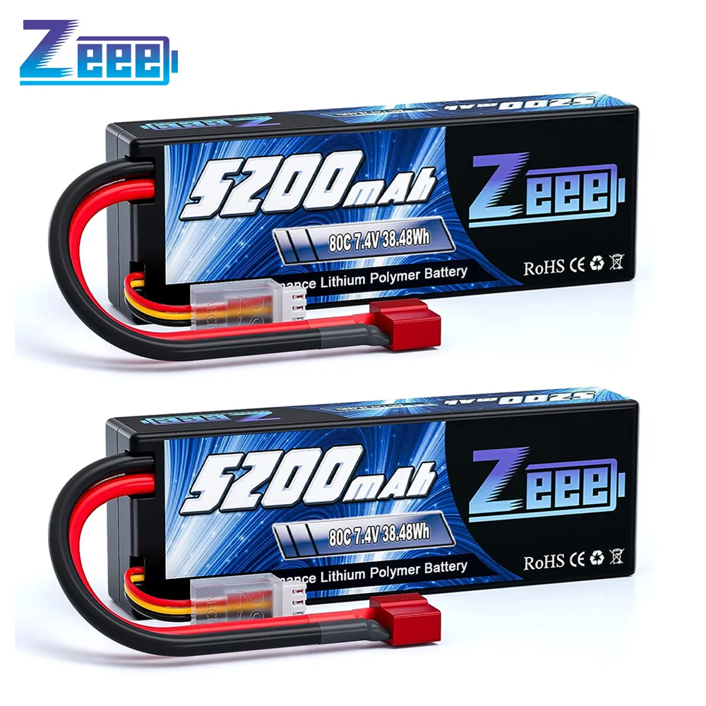 1/2pcs Zeee 2S Lipo Battery 7.4V 80C 5200mAh With Deans Plug RC Battery for RC Car Truck Tank Truggy Buggy Racing Hobby Parts