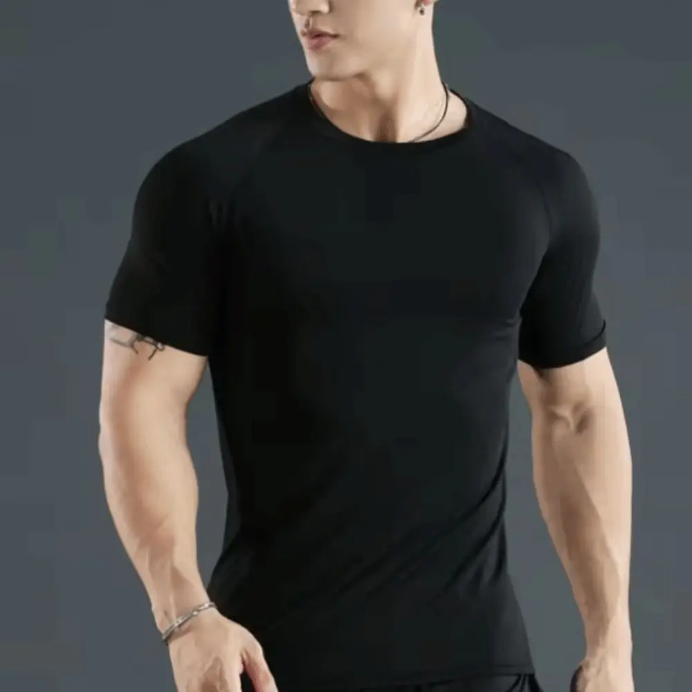

Short Sleeved Men's Fitness T-shirt Compression Top Quick Dry Gym Sport Running Shirts Sportswear Tight Men Sport T-shirt