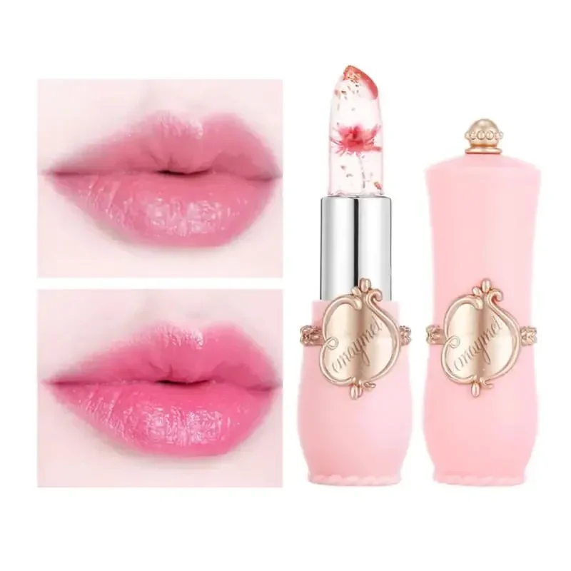 Long Lasting Moisturizing ดอกไม้ Lip Stick Lip Care แต่งหน้าเครื่องสําอางค์ Jelly ลิปสติก Lip Balm โปร่งใสจําลอง Maquillaje