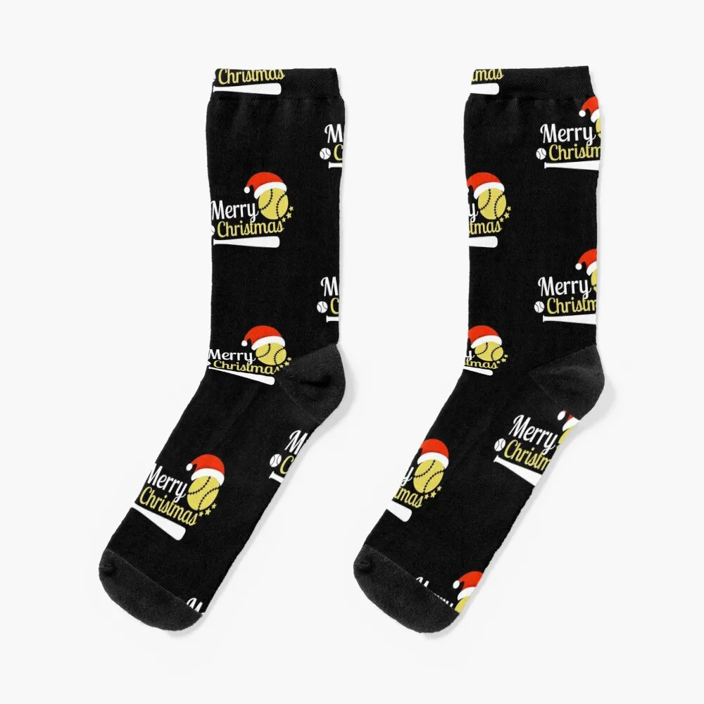 

Softball Christmas Socks retro happy moving stockings Boy Socks Women's