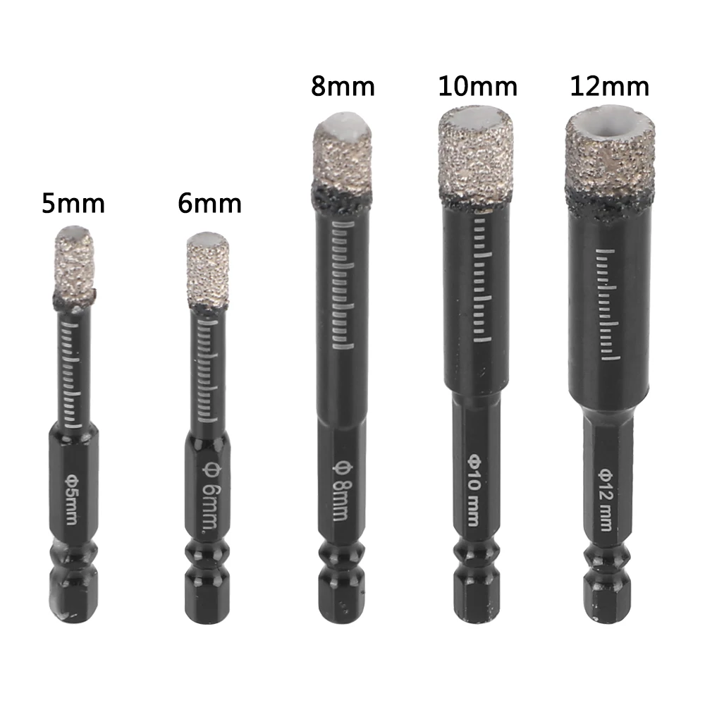 For Marble Brick Ceramic Granite Glas Hole Opener Brazed Dry Drill Bit Opening Hole Hexagonal Shank Drill 5/6/8/10/12mm