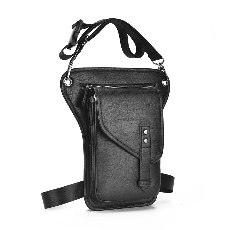 Waist Pack Drop Leg Fanny Hip Belt Bag for Men PU Leather Motorcycle Rider Travel Male Cross Body Thigh Messenger Shoulder Bags