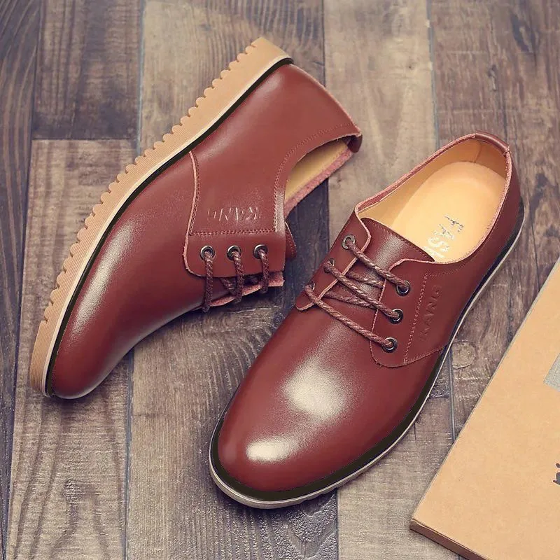 Men Casual Lether Shoes Breathable Male Formal Dress Oxfords Work Shoes British Style Luxury Designer Shoe Non Slip Office Flats