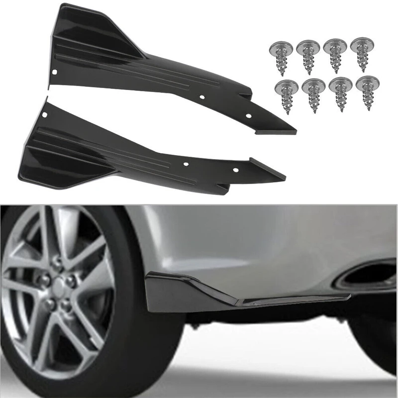 2PCS Car Rear Bumper Lip Winglets Side Skirt Splitters Spoiler Lips Wing Trim Bumper Splitter Auto Decorative Pretective Guards