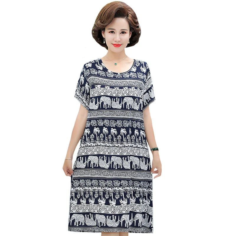 

40 Colors Summer Women Boho Beach Dress 2023 O-Neck Print Vintage A-Line Woman Dresses Loose Casual Mid-Calf Short Sleeve Dress