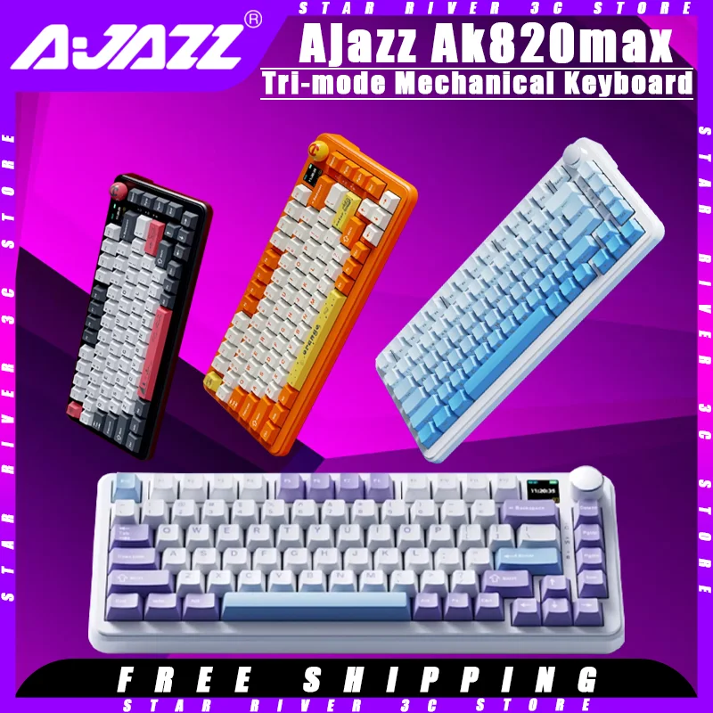 

AJAZZ AK820MAX Mechanical Keyboard Tri-mode Wireless Hot Swap Gasket Structure Gaming Keyboard Customized Pc Gamer Accessories