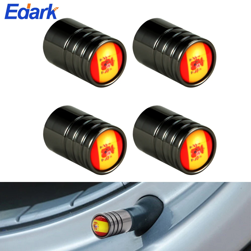 

4Pcs/Set Metal Spain Flag Emblem Car Wheel Tire Valve Caps Stems Covers Auto Car Styling New