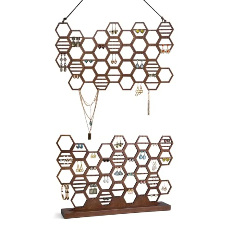 

Держатель для сережек, сотовый органайзер для сережек, улей, дисплей для сережек, деревянный органайзер для ювелирных изделий для сережек-гвоздиков